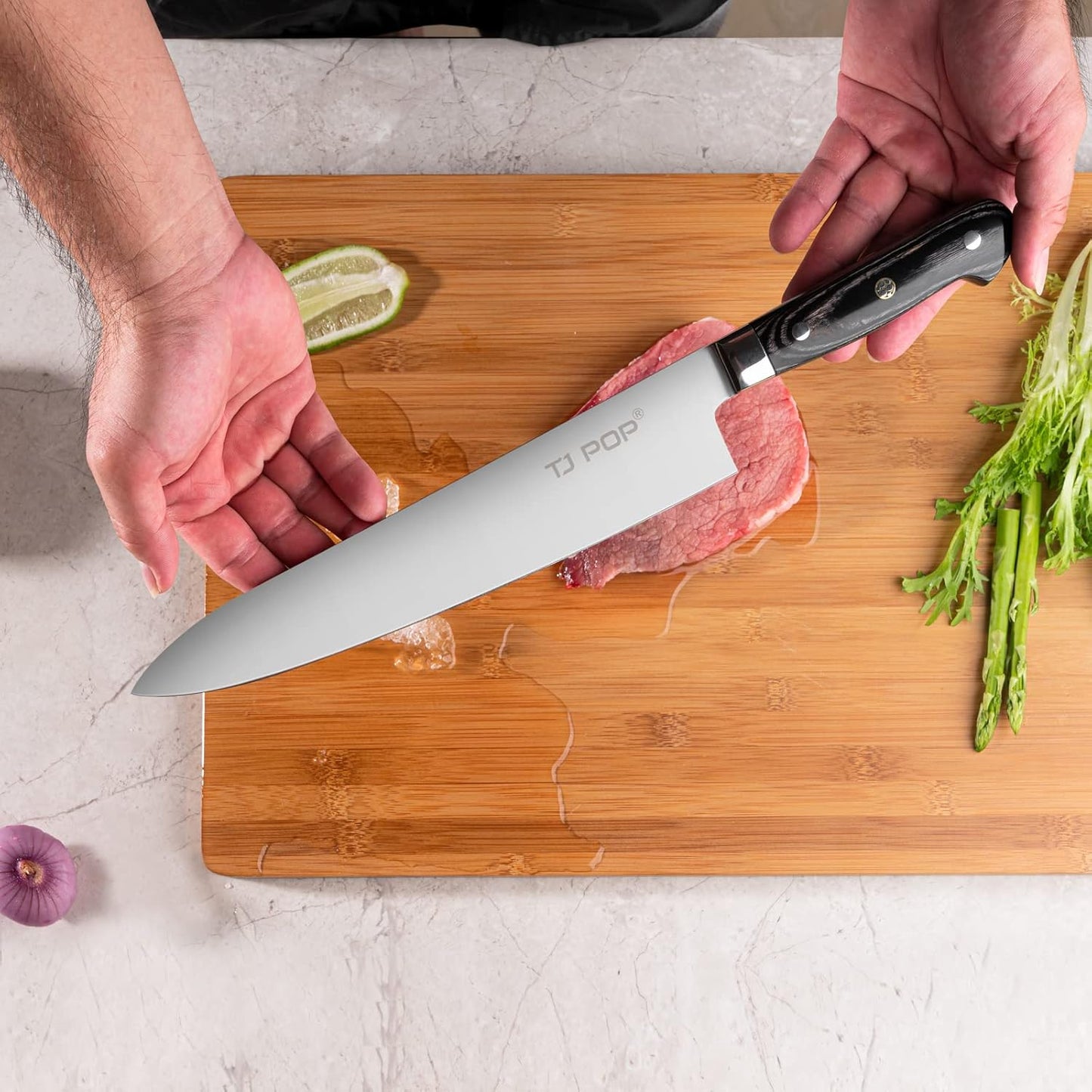 TJ POP Gyuto Chef Knife 10.6 inch, Professional Japanese Sushi Knife, Full-tang Designed, Premium High Carbon Steel Blade 270mm
