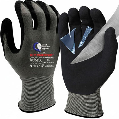 Quest Protective Apparel Cut Resistant Work Gloves (ANSI A1) – Lightweight Graphene Gloves for Gardening, DIY, Mechanical & General Handling – Breathable Grip Gloves for Men & Women – Large, Pack of 3