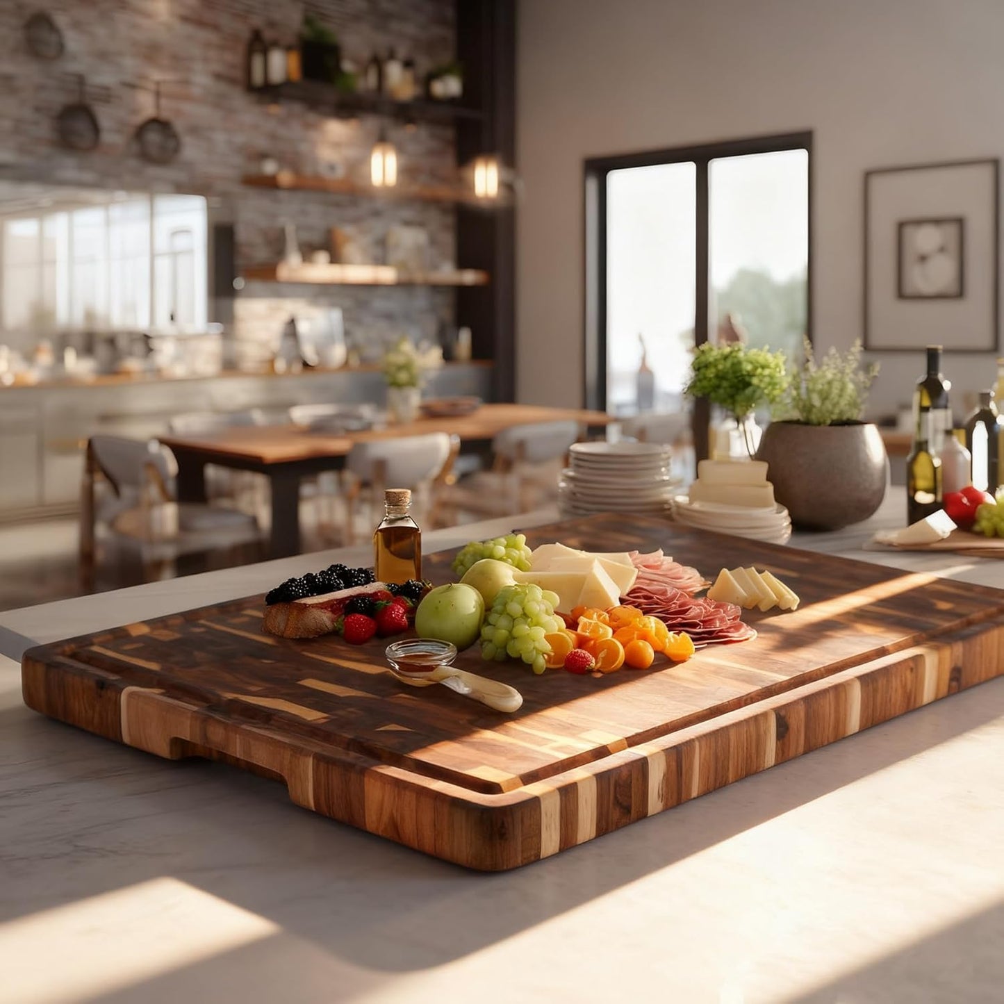 Utoplike Extra Large XXXL Bamboo Cutting Board 24 x16 Inch, Largest Wooden Butcher Block for Turkey, Meat, Vegetables, BBQ, Over the Sink Chopping Board with Handle and Juice Groove, Thickness 1.25"