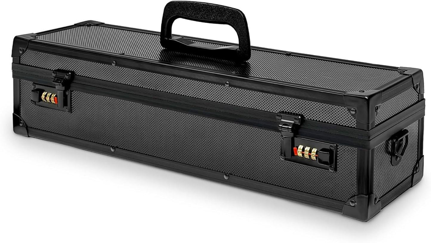 Chef’s Knife Case Aluminum Hard Case with Dual Combination Locks Cultery Carrier Portable Knife Organizer Block Holders Protectors With 8 Slots Can Hold Home Black