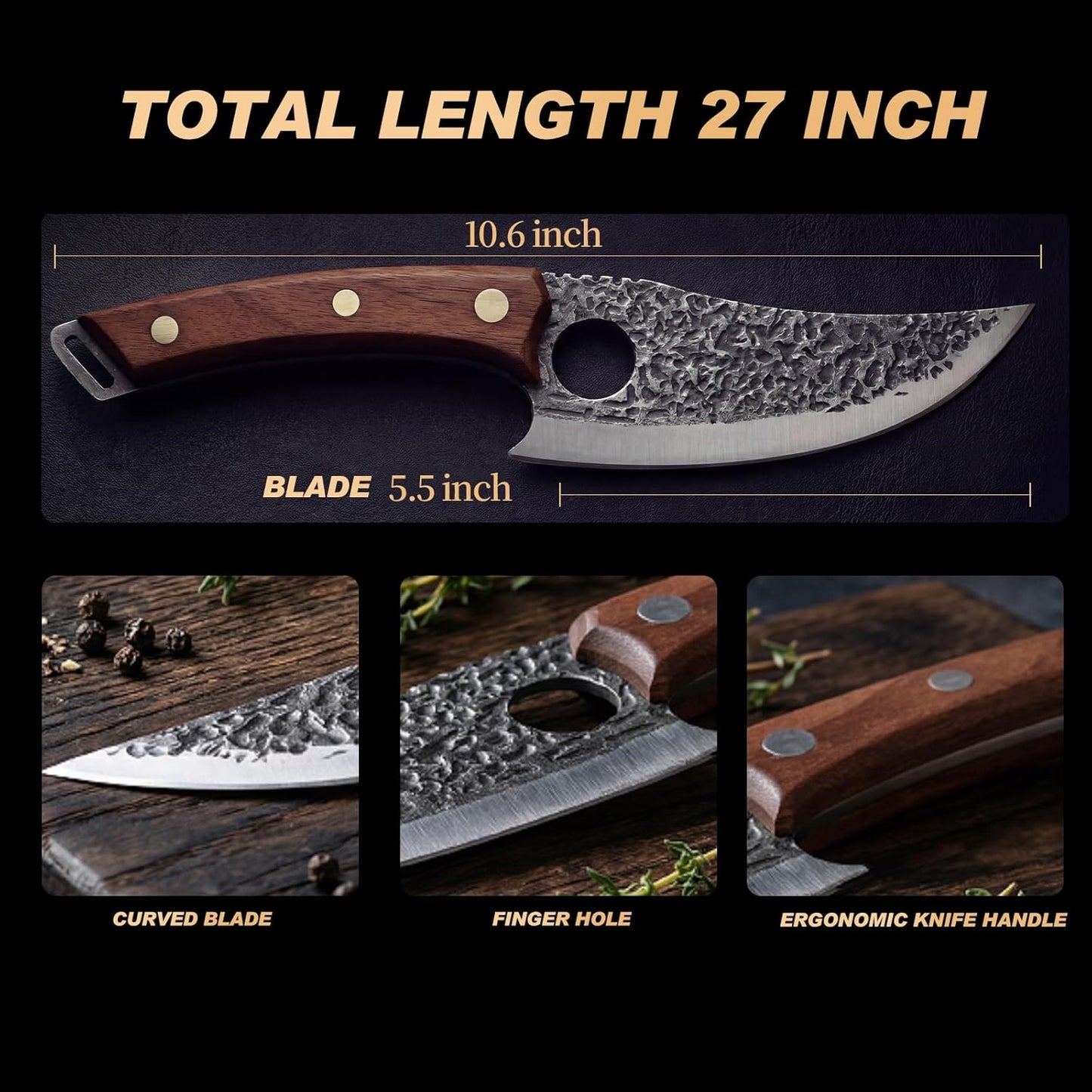 Viking Knife, Butcher Knife Set Hand Forged Boning Knives, Japanese Serbian Chef knives Kitchen Chopping for Meat Cutting Chefs Cleaver Camping Cooking, BBQ, Gifts for Men