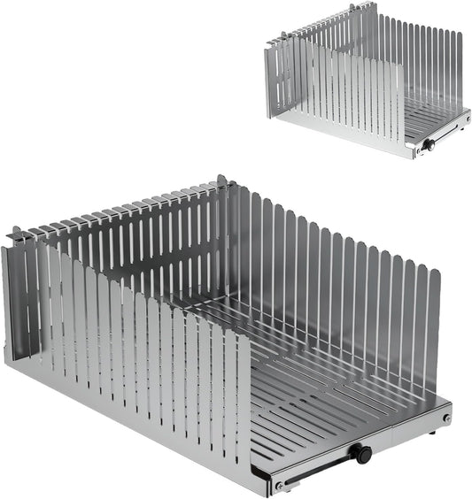 Stainless steel Bread Slicer for Homemade Bread,Adjustable Width,Foldable Compact,Bread Slicing Guide,Bread Loaf Slicer,for Cakes,Bagels,slice is 0.5",Bread width: 5.5"-8.3"(Silvers)