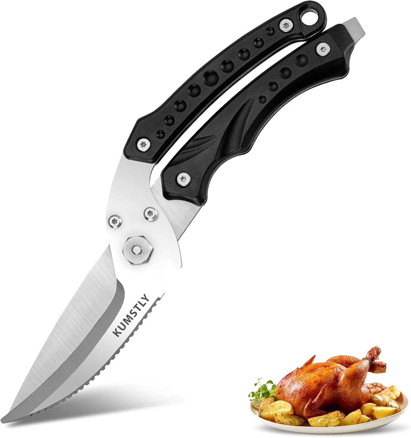Kitchen Scissors All Purpose Kitchen Shears Heavy Duty for Cutting Chicken, Turkey, Meat, Bones, Vegetables Stainless Steel Spatchcock Shears Multipurpose Food Scissors