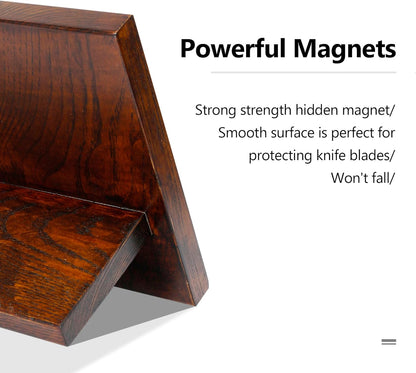 WILDMOK Magnetic Knife Holder, Double Sided Magnetic Knife Block, Ash Wood Rack Magnetic Stands for Multipurpose Storage Knife Holder - 11 x 9.4 Inches