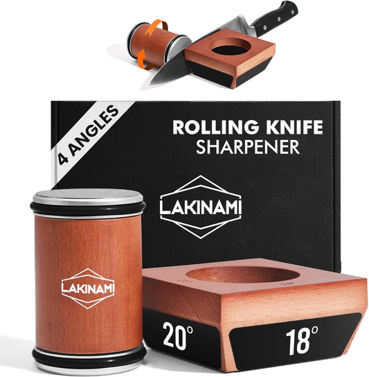 Knife Sharpener, Rolling Knife Sharpener Kit With Magnetic Holder, Kitchen Knife Sharpeners With Diamond Disks, Knife Sharpening Kit With 15, 18, 20 & 22 Degrees, Knife Sharpeners for Kitchen Knives