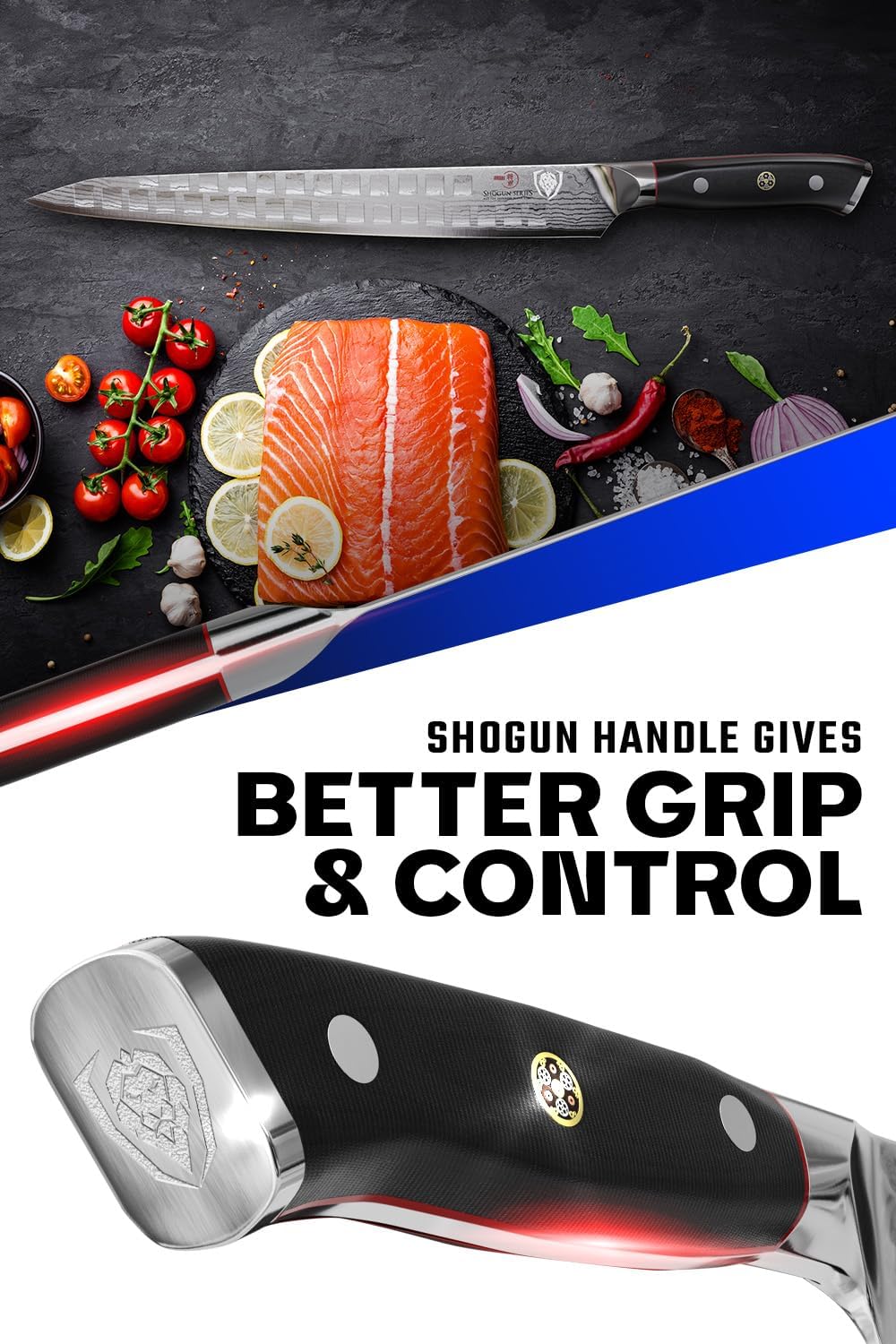 Dalstrong Slicing Carving Knife 12 inch + Boning Knife 6 inch - Shogun Series ELITE - Japanese AUS-10V Super Steel - G10 Handle - Fillet Kitchen Cooking Knife - Sheaths Inlcuded