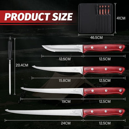 TAN REN Fillet Knife for Fish, 6inch Flexible Fishing Knife with Sheath, High Carbon Steel Salmon Fillet Knives, Sharp Fish Knives for Filleting and Cleaning