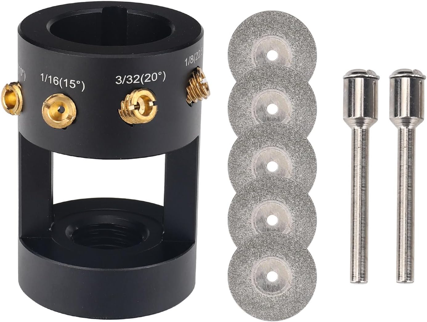 3mirrors ALUMINUM Tungsten Electrode Sharpener Grinder TIG Welding Tool Single Column Open Design w/Cut-Off Slot Multi-Angle &Offsets, Horizontal Hole, 4 Screw Holes &2X CNC Mandrel &5X 25mm Wheels
