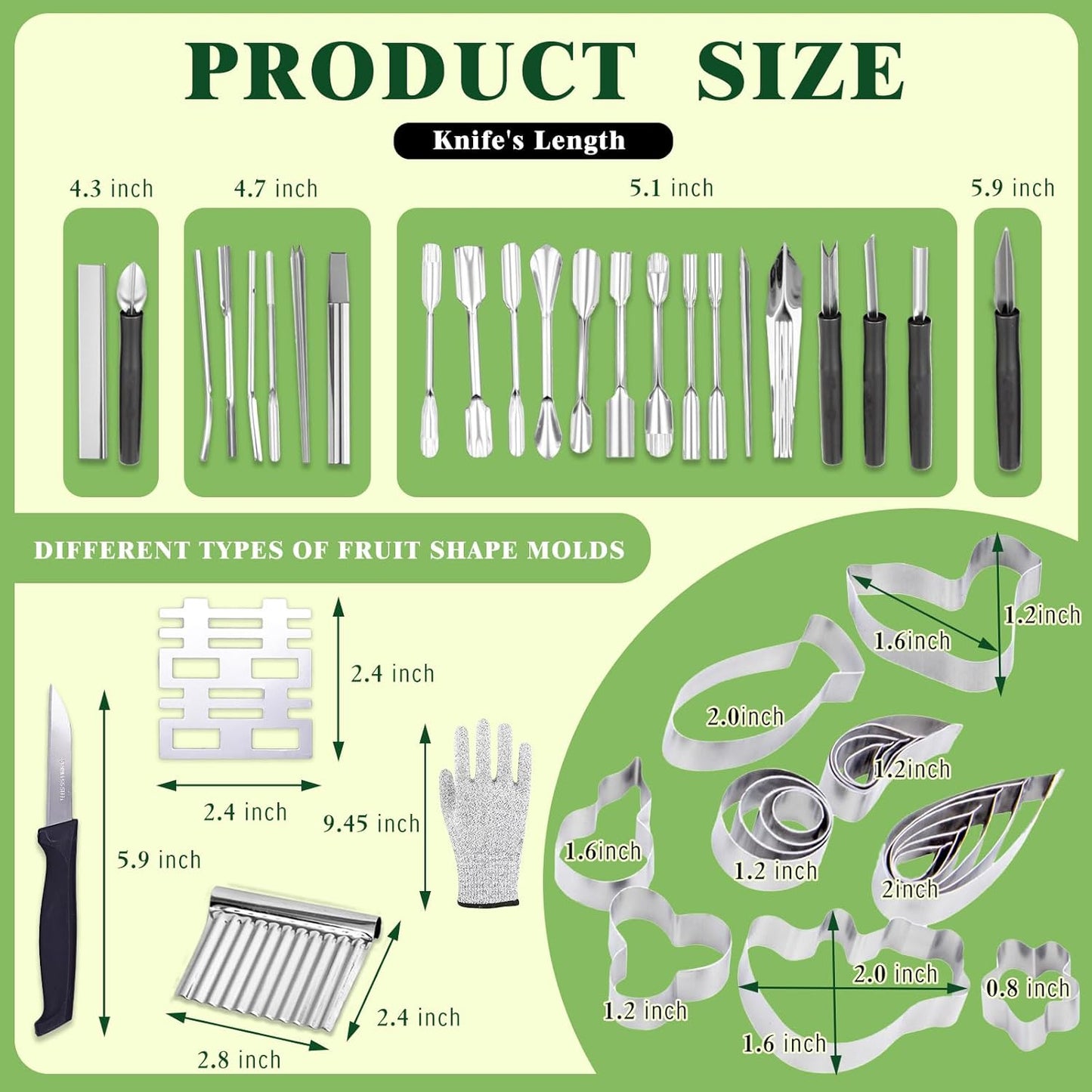 80-Piece Stainless Steel Fruit Carving Tools Set - Professional Watermelon Carving Knife Kit with Ergonomic Handles & Portable Case, Durable Fruit Cutting Tools for Culinary Arts, Sculpting, Peeling