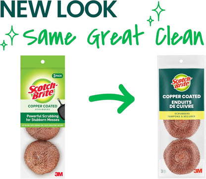 Scotch-Brite Stainless Steel Scrubbers, Scouring Pads for Cleaning Tough Baked-On Messes, Metal Scrubbers for Cleaning Dishes, 3 Scrub Pads