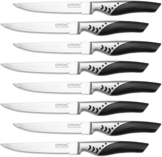 Professional 8-Piece German High Carbon Stainless Steel Steak Knife Set, Premium Full Tang Steak Knives with Pakkawood Handle