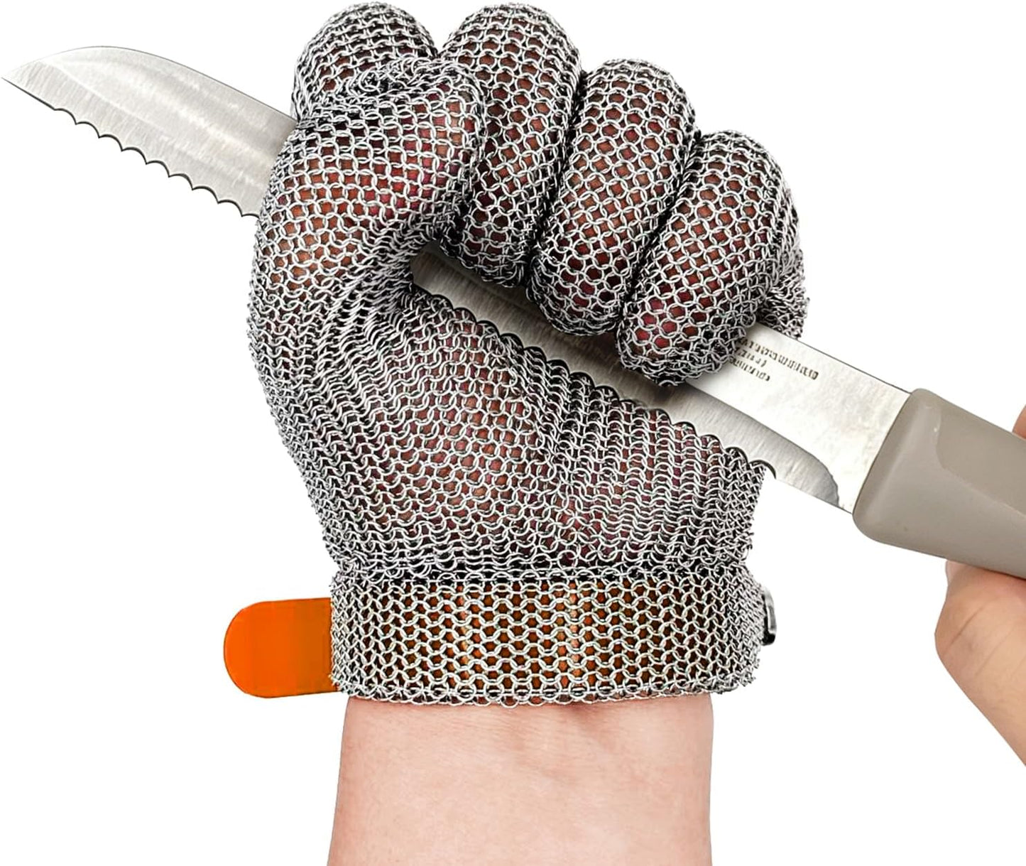 Cut Resistant Stainless Steel Metal Mesh Glove, Food Grade Chainmail Glove for Cutting, Butcher Gloves for Oyster Shucking Fish Filleting Food Processing Leather Cutting (Medium (Pack of 1))