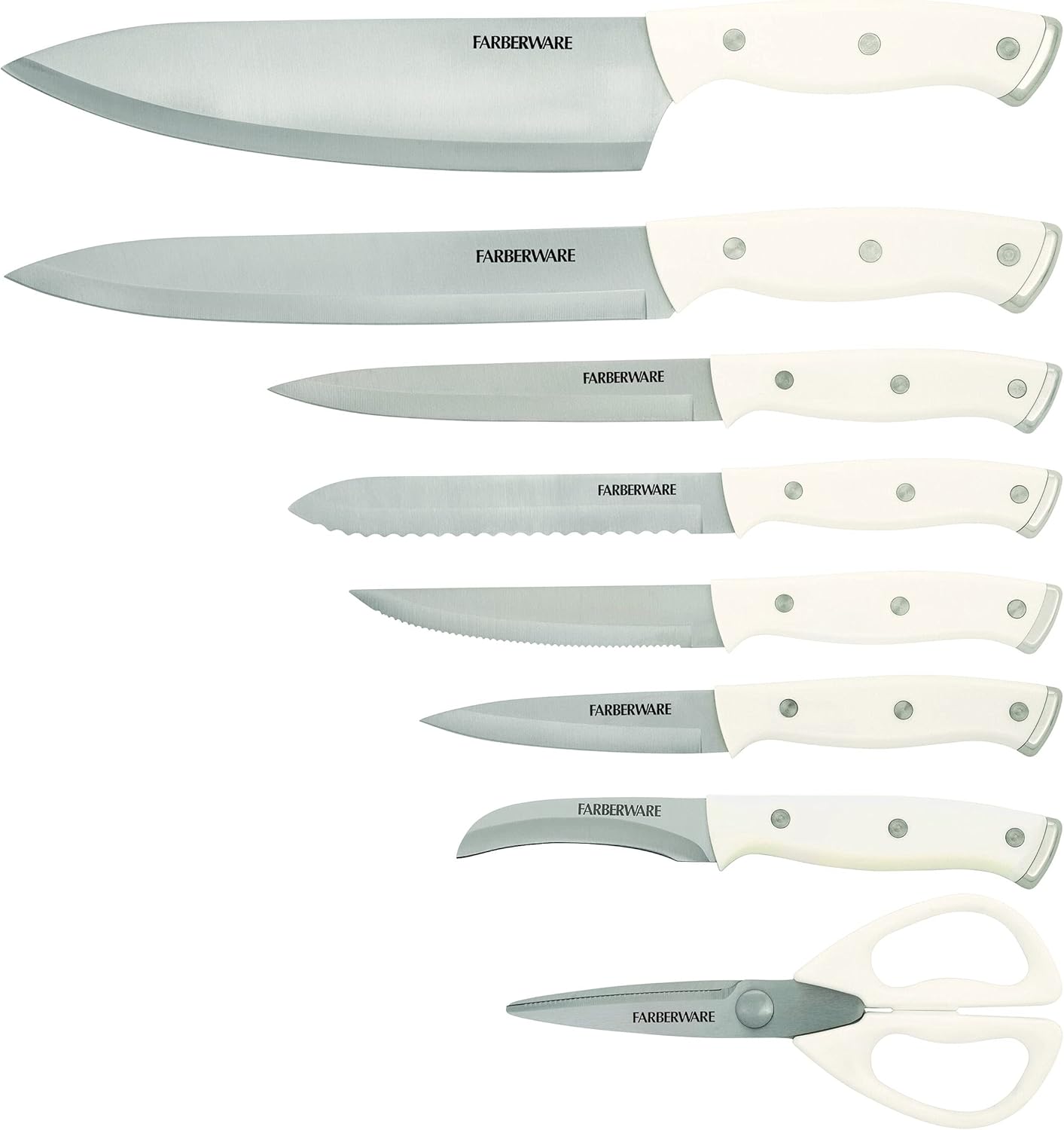 Farberware Edgekeeper Triple Riveted Slim Knife Block Set with Built in Sharpener, 14-Piece, Navy