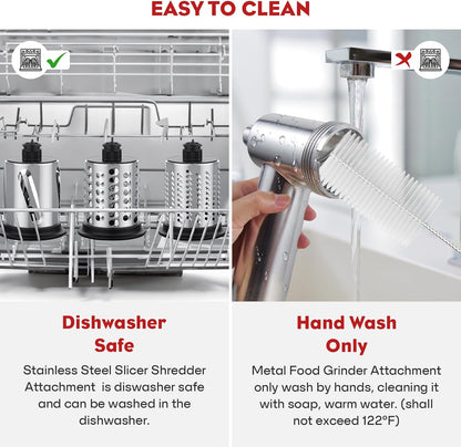 Meat Grinder & Stainless Steel Cheese Grater Attachment for KitchenAid Stand Mixer - 2 Pcs Kitchen Aid Accessories and Attachments Including Slicer Shredder and Food Grinder Attachment