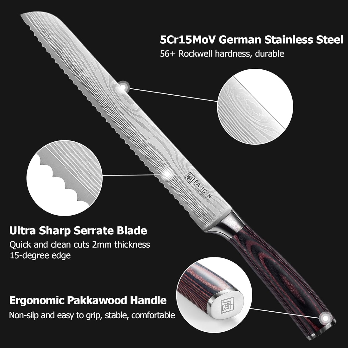 PAUDIN Boning Knife 6 Inch, Super Sharp Fillet Knife, German High Carbon Stainless Steel Deboning Knives, Professional Boning Knives for Meat Poultry Chicken, Pakkawood Handle with Gift Box