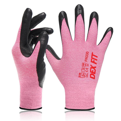 DEX FIT Nitrile Work Gloves FN330, 15-Gauge 3D Snug Stretch Fit, Touchscreen, Power Grip in Wet & Oily Conditions, Mechanic & Warehouse, Men & Women, Black, M, 3 Pairs