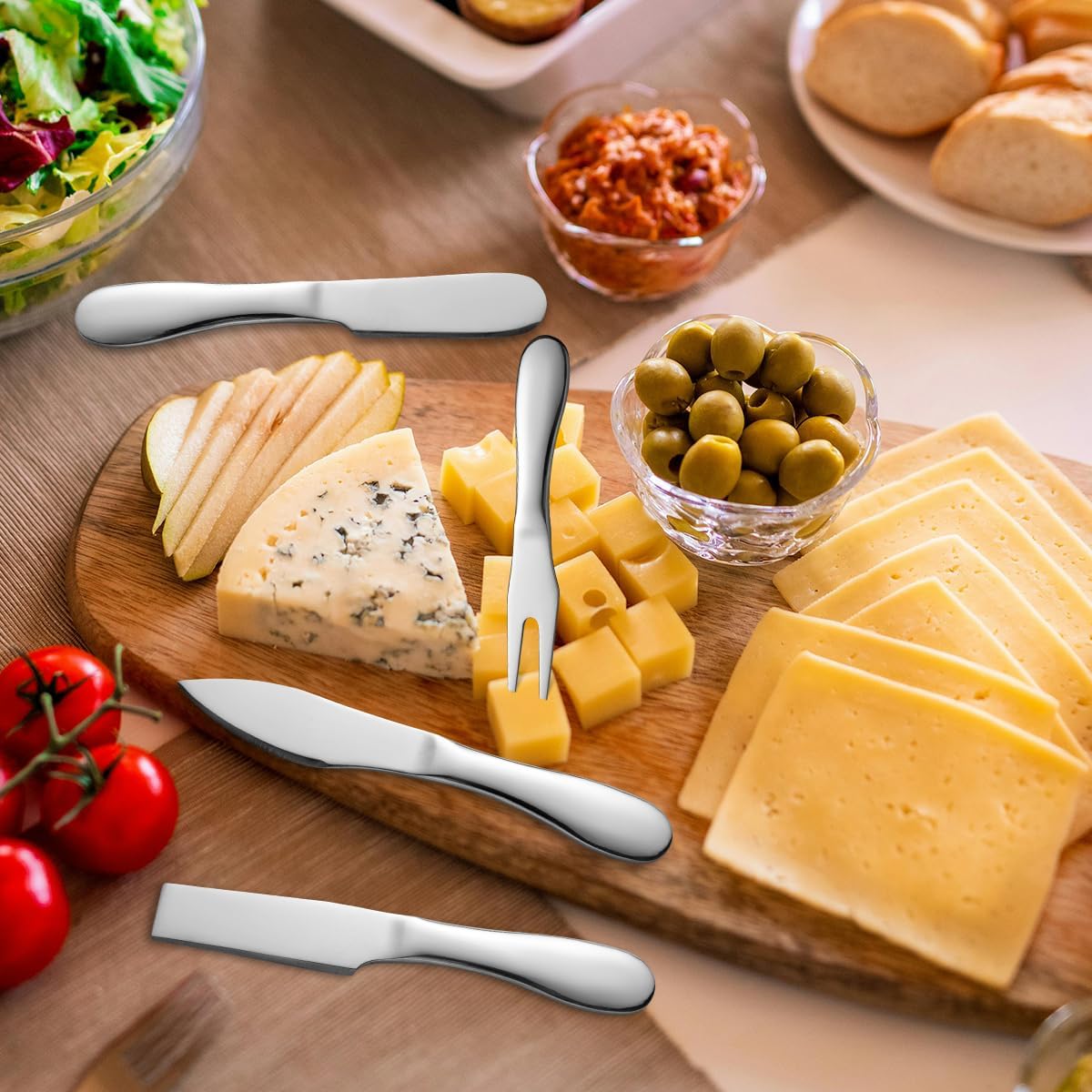 Copper Cheese Knives Set 7 Pieces Stainless Steel Kitchenware Utensils Gadgets 7 Pieces Cheese Knife,Cheese Spreader,Cheese Forks,Cheese Slicer,Cheese Cutter,Butter Knife