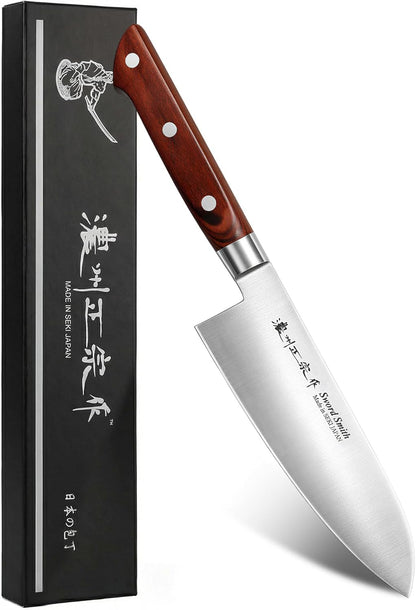6.7 Inch Santoku Knife, Made in Japan, High Carbon Molybdenum Stainless Steel Japanese Chef Knife with Sakura Handle, Kitchen Knife for Slicing Meat, Vegetable & Fruit