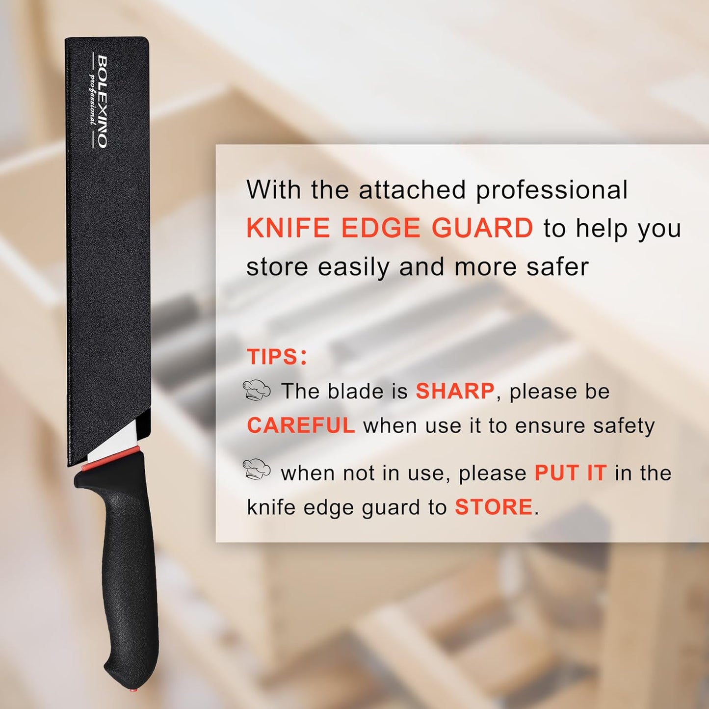 10-inch Curved Breaking Knife W/Sheath & SoftGrip Handle, Sharp Premium Butcher Knife Made of High Carbon Stainless Steel For Meat Cutting