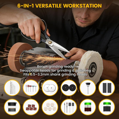 Mini Belt Sander, Electric Small Sander Knife Making Supplies, 7 Adjustable Speed Electric Knife Sharpener, Power Belt Grinder for Woodworking. (Wet/Dry Pro - Advanced Grinding Kit)