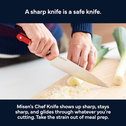 Misen 8" Chef Knife – High Carbon Japanese AUS-10 Stainless Steel – Hybrid German & Japanese Blade – Precision Kitchen Knife for Professionals & Home Cooks – Ultimate Cutting Performance - Green