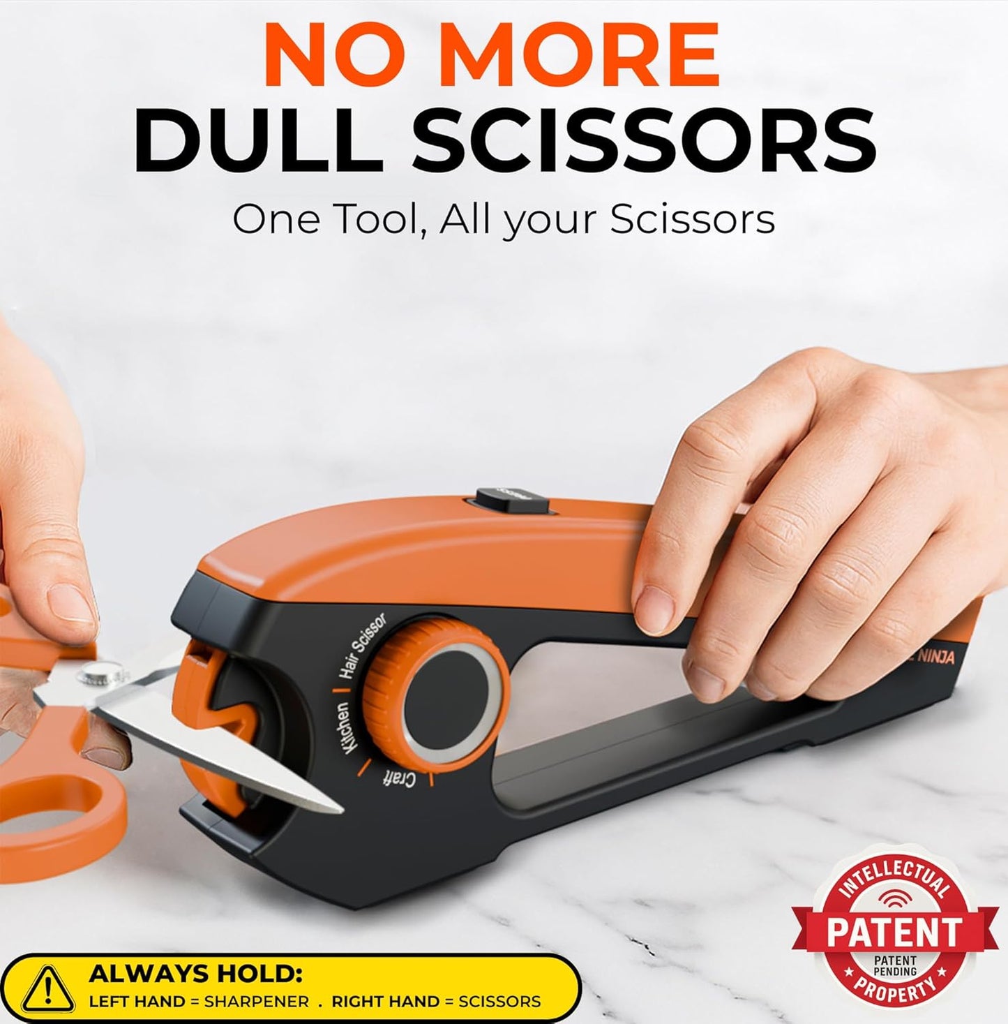 Scissors Sharpener – 4 Angle Settings for Kitchen, Fabric, Hair & Craft Scissors – Quick, Safe Sharpening for All-Purpose & Heavy-Duty Scissors – Right Hand Use