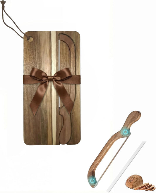 Magnetic Acacia Wood Bread Board and Knife Set –bread cutting board with knife, bread slicer for sourdough rounds,Unique Baking Gift for Women Bakers,Mother Gift Sourdough Wedding Gift