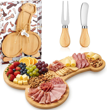 Ziliny Dog Paw Charcuterie Board Gift Set with Knives, Paw Print Cutting Cheese Board Dog Lovers Gifts for Women Acacia Wooden Puppy Platter for Christmas Housewarming Pet Lover Kitchen