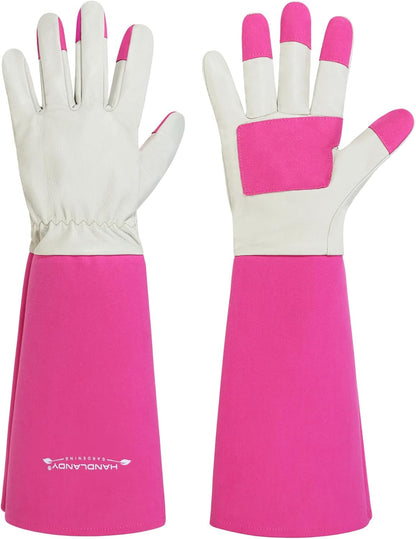 HANDLANDY Rose Pruning Gloves for Men & Women, Long Thorn Proof Gardening Gloves, Breathable Pigskin Leather Gauntlet, Best Garden Gifts & Tools for Gardener