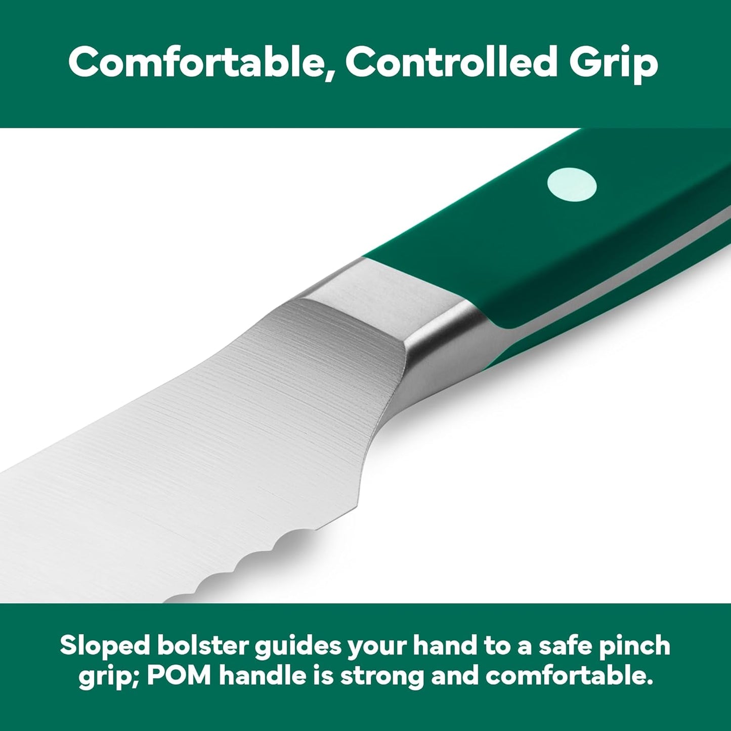 Misen Serrated Bread Knife - High-Carbon Japanese AUS8 Steel - Perfect for Soft Foods, Bread, Pastries, and Fruits - Verstatile Slicer, Razor-Sharp Edge, Durable Blade, Ergonomic Handle - 5", Blue