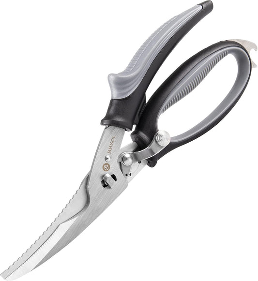 Poultry Shears Heavy Duty Professional – Sharp Kitchen Scissors – Meat & Game Scissors Split Apart - Stainless Steel Turkey Shears - Spring Loaded Ergonomic Handles - All Purpose Kitchen Shear