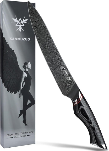 3.5 Inch Paring Knife - Fruit and Vegetable Peeling Knives, Black Damascus Steel with Ergonomic Handle - MIAO Series