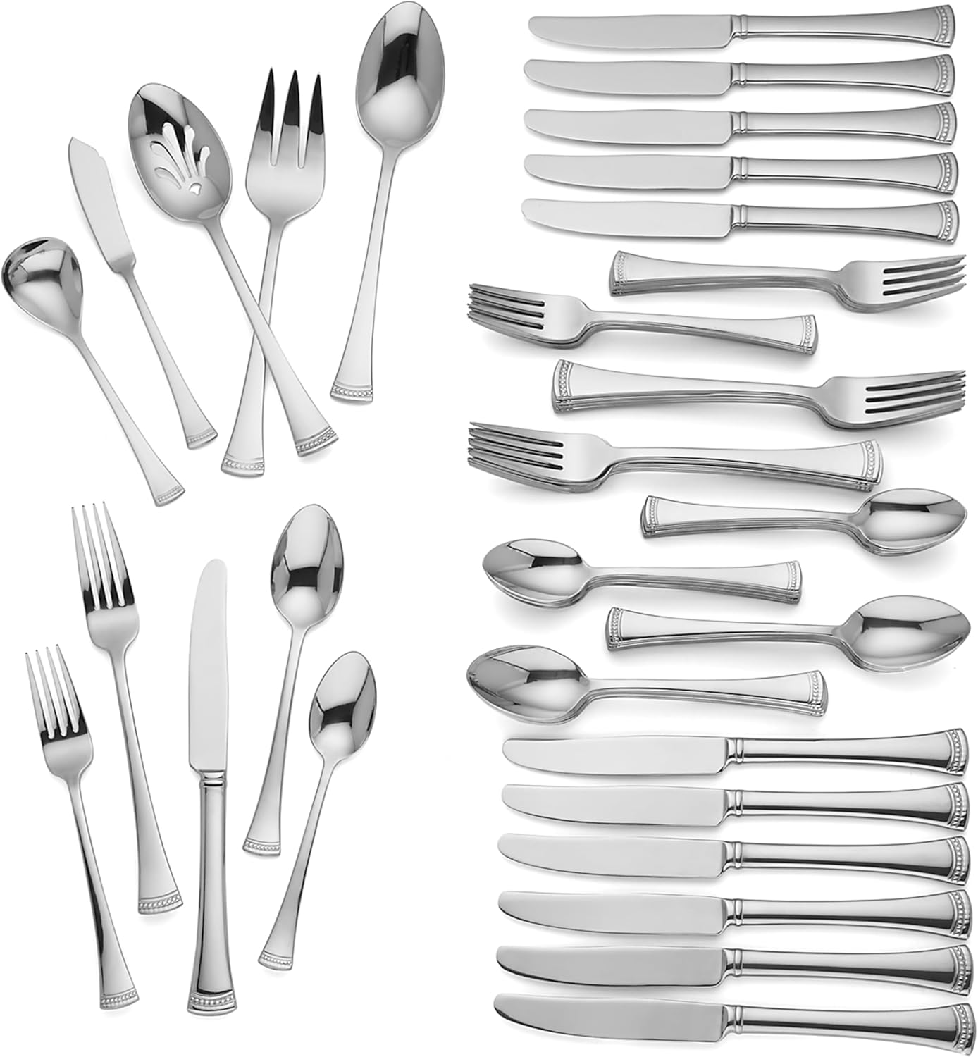 Lenox Silverware Set, Portola 12-Piece Steak Knife Flatware Set, Service For 12, Made Of 18/10 Stainless Steel, Dishwasher Safe, Home And Kitchen Utensils, Knives, Cutlery (Silver, 12 Piece)