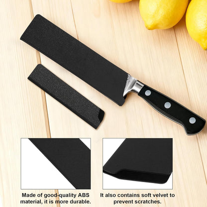 3pcs Knife Sheath, 3 Sizes Black ABS Chef Knife Cover with Felt Lining Knives Edge Guard Universal Protector for 5-8 Inch Kitchen Secure Storage Travel Blade Sleeves Accessories(5in+8in+8in)