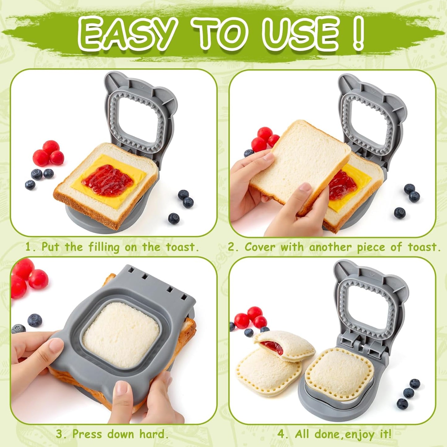 Nifogo Uncrustable Sandwich Cutter Maker, Large Sandwich Cutter and Sealer for Kids Children Boys Girls Lunch Breakfast