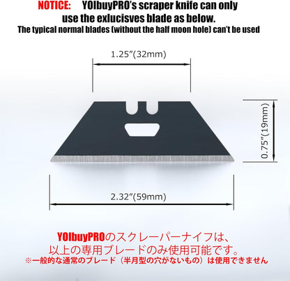 YOIbuy PRO Foldable Utility Knife with Scraper Function, Holds 2 Replacement Blades, Zinc Alloy Body, SK2 Replacement Blade