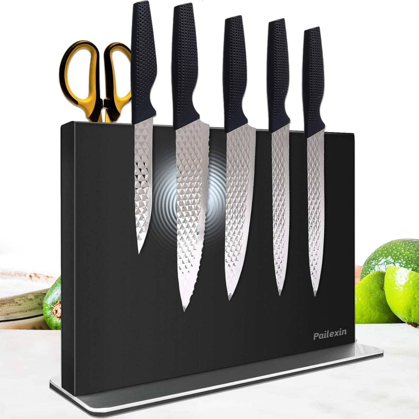 Magnetic Knife Block Without Knives—Stainless Steel Double-Sided Magnetic Knife Holder Stand with Strong Magnets, Knife Storage Organizer for Kitchen Counter top