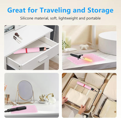 Heat Resistant Mat Oversize Curling Iron Mat Silicone Hot Hair Tools Mat for Hair Straightener,Flat Irons,Hair Styling Tools Countertop protection Portable Travel Mat 14.2" x 11"