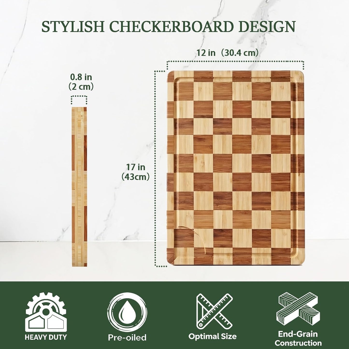Cutting Board,Heavy Duty Cutting Board Set of 3 with Stand,End Grain Butcher Block Cutting Boards for Kitchen with Juice Grooves and Handles for Meat, Cheese, Charcuterie and Serving