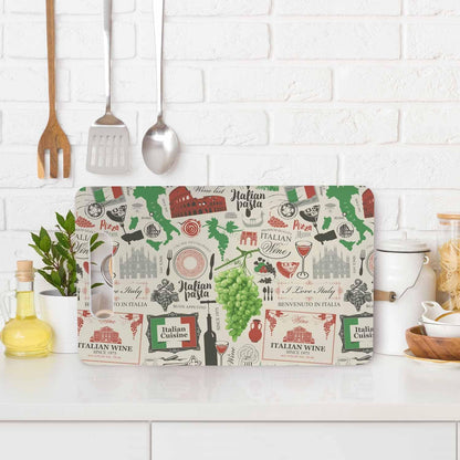 Coffee Set Cutting Board with Handles Coffee Maker Muffin Cup Flower Hot Drink Love Cutting Boards Plastic Safe Chopping Board for Kitchen 16" x 10" x 0.24"