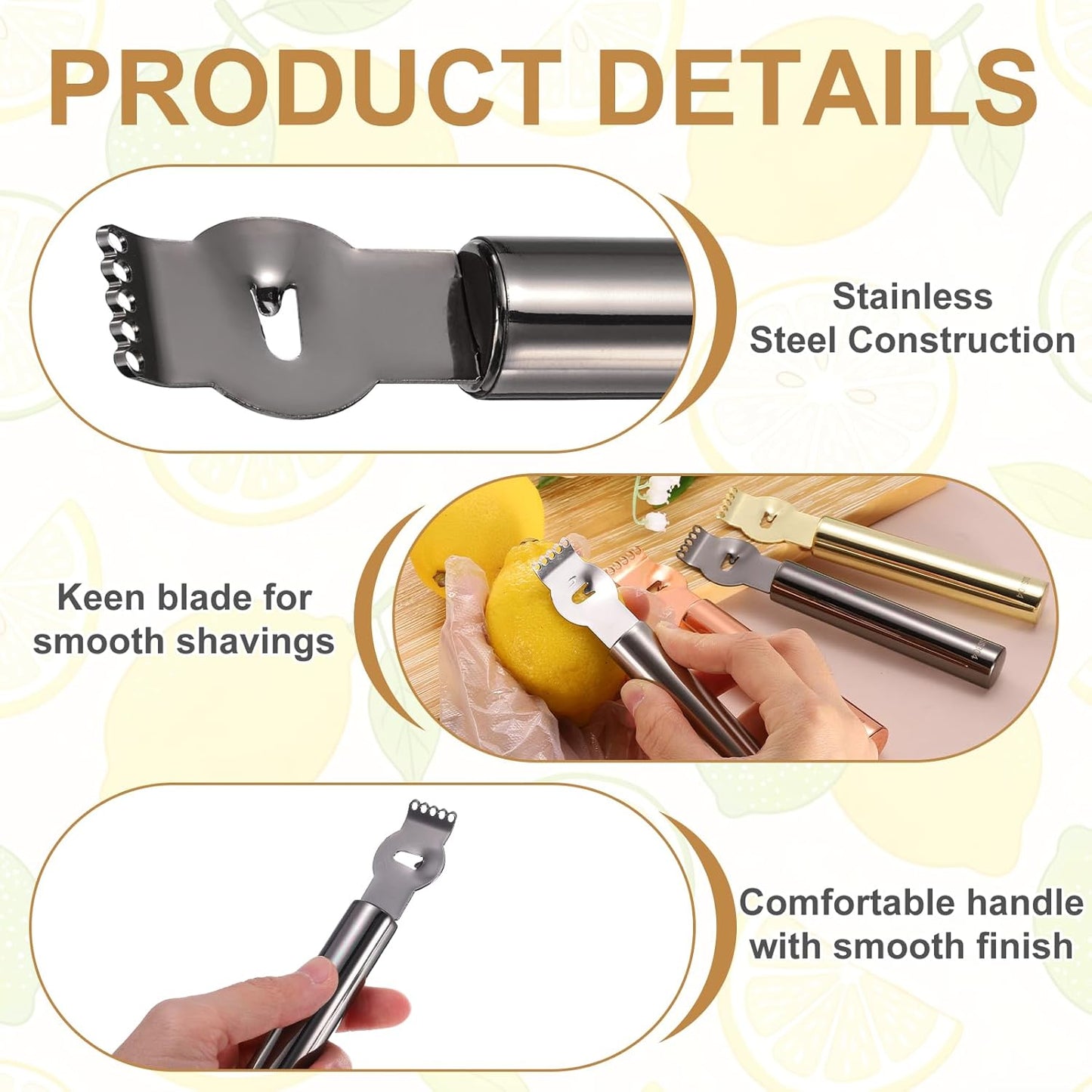 uxcell 2Pcs Lemon Zester Tool, Stainless Steel Citrus Zester with Channel Knife Grater Sharp Rind Twist Orange Peeler for Cocktail Garnishes Bar Kitchen, Silver