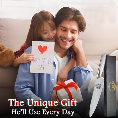 Fathers Day Dad Gifts from Son Daughter - Best Dad Ever Engraved 8 inch Chef Knife Present for Dad Birthday Father Day Kitchen Gadgets