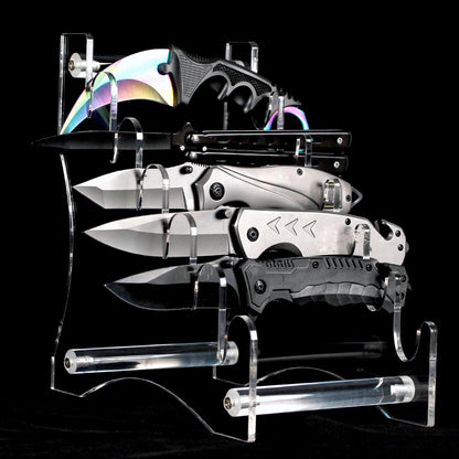 WANLIAN Dagger holder Hunting knife holder Fixed blade knife holder Acrylic tabletop display stand holds 6 knives (Black)