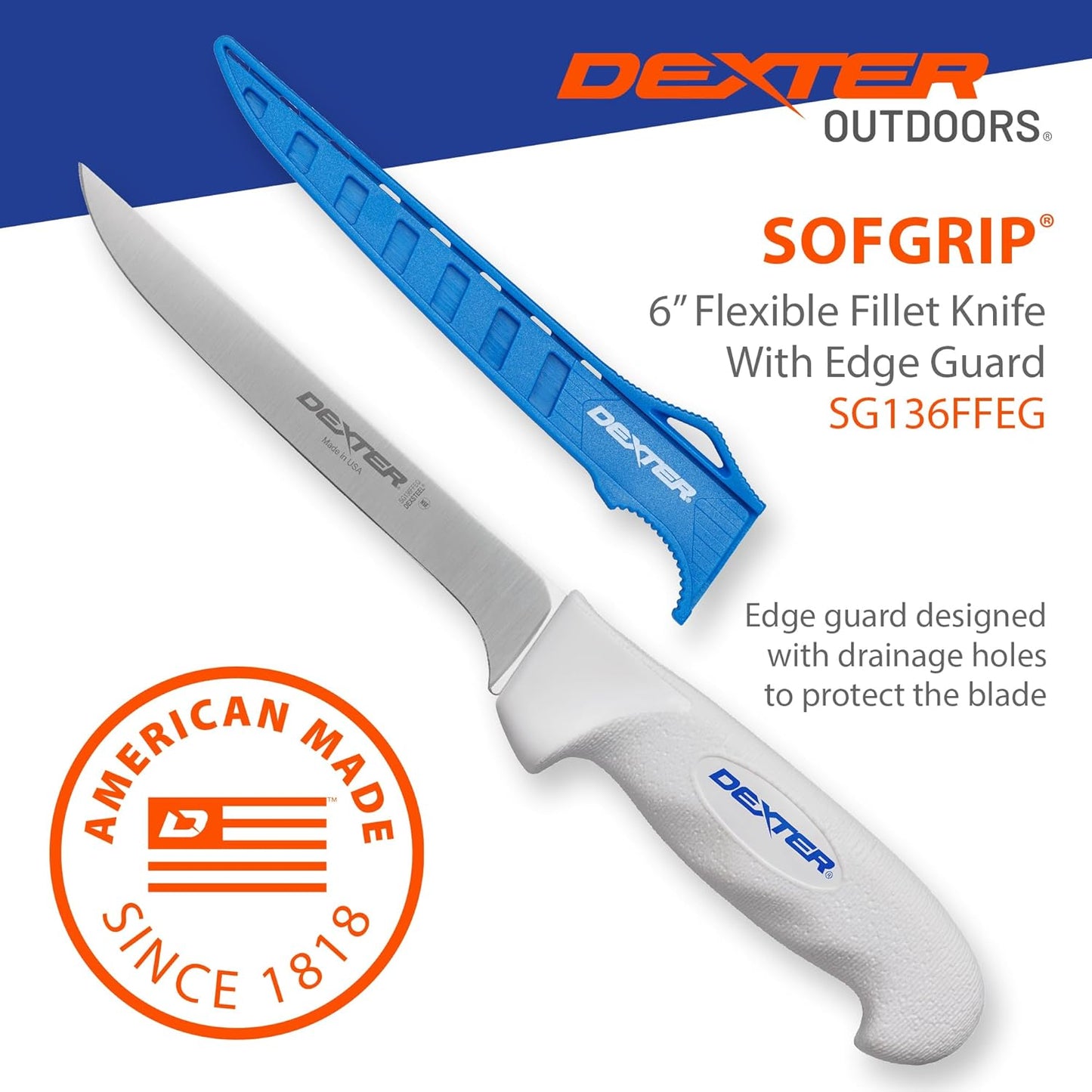 Dexter Outdoors 6" SOFGRIP Fillet Knife | Includes Edge Guard