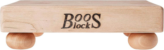 John Boos B Series Square Wooden Maple Cutting Board 12”x12” – 1.5” Thick, 6-lb Non-Reversible Butcher Block with Wood Bun Feet & Edge-Grain