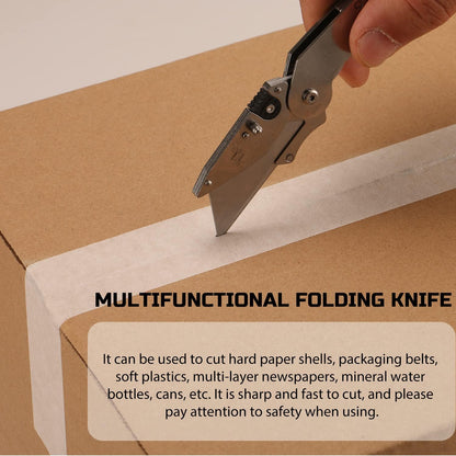 Lichamp 6-Pack Folding Utility Knife, Quick-Change Box Cutter with Razor Blades & Belt Clip, Portable Construction Tool for DIY, Outdoor & Warehouse Use, Black