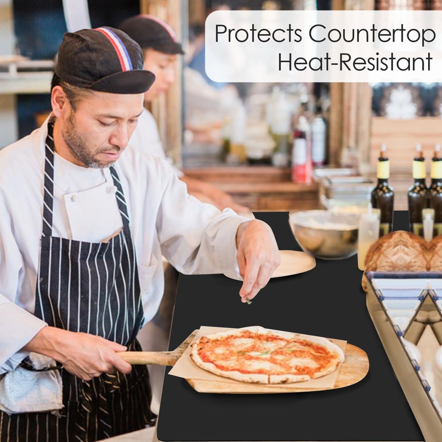 Extra Large Dark Green Countertop Mat - Silicone Table Kitchen Desk Mat - Non-Slip & Heat Resistant - Dinner Placemat Pastry Dough Rolling Mat - Colors B