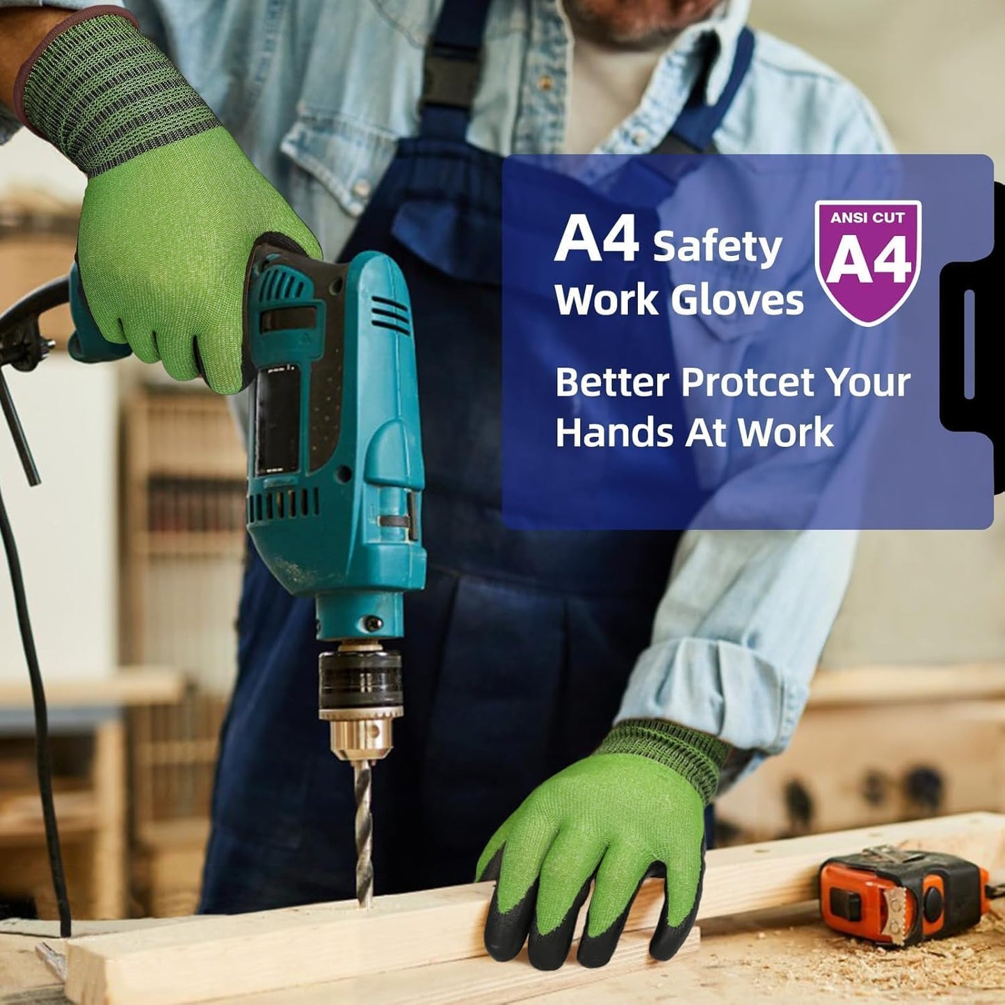 Schwer 6 Pairs ANSI A4 Cut Resistant Work Gloves with Extreme Lightweight & Thin, Sandy Nitrile Touchscreen Safety Working Gloves with Grip, 3D-Comfort Fit, Flexible and Breathable, XL, AR3900