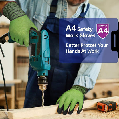 Schwer 6 Pairs ANSI A4 Cut Resistant Work Gloves with Extreme Lightweight & Thin, Sandy Nitrile Touchscreen Safety Working Gloves with Grip, 3D-Comfort Fit, Flexible and Breathable, XL, AR3900