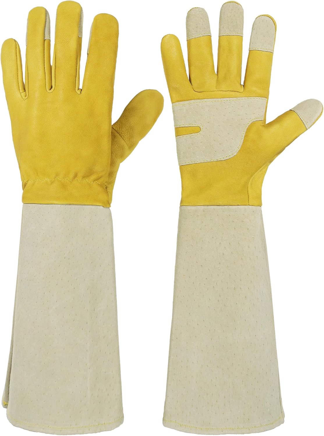 HANDLANDY Rose Pruning Gloves for Men & Women, Long Thorn Proof Gardening Gloves, Breathable Pigskin Leather Gauntlet, Best Garden Gifts & Tools for Gardener